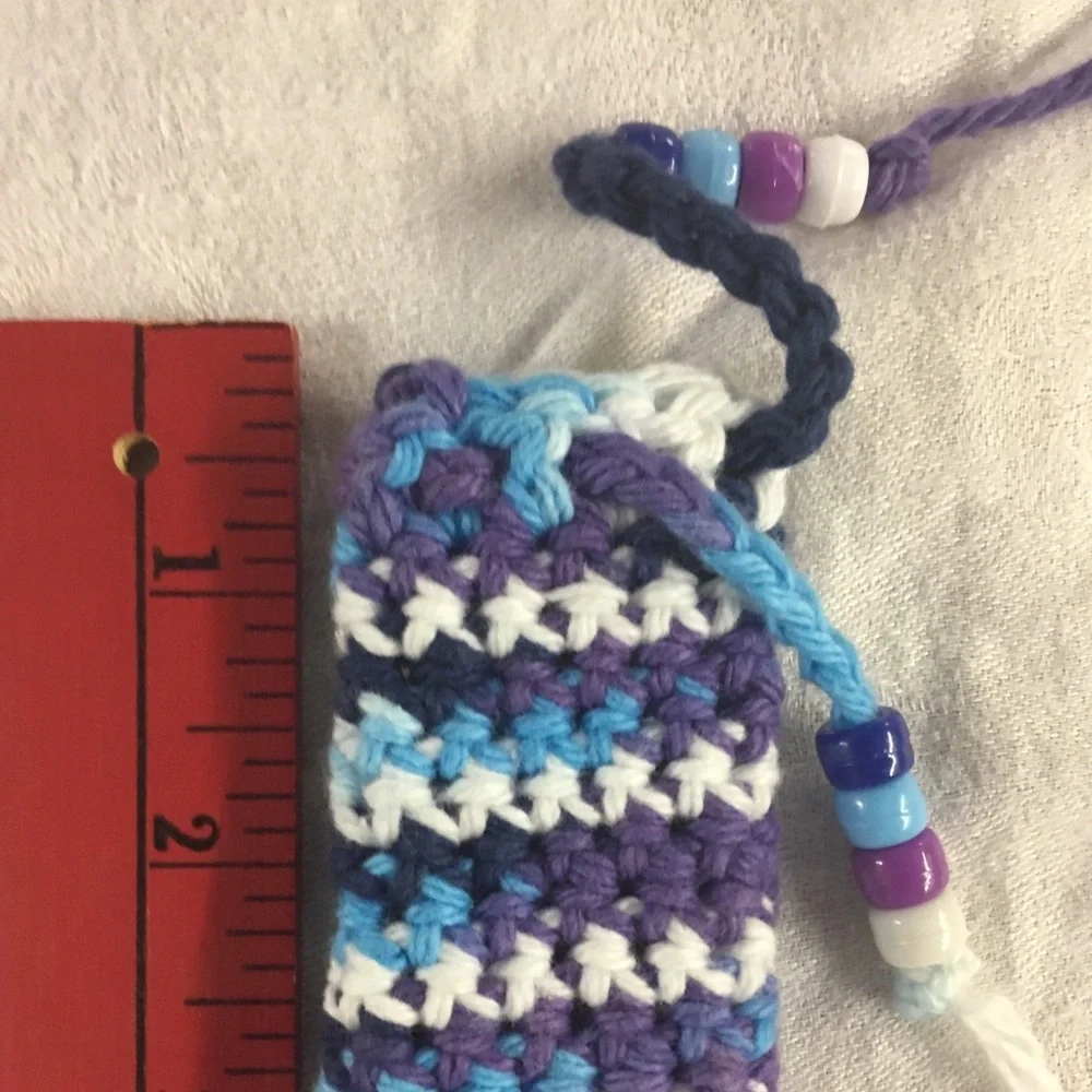 Handcrafted Crochet Spa Beauty Bath Gift Set-Eyes, Lips, Makeup Blues/Purples